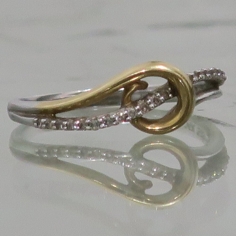 Women's Ring 14K Two Tone Yellow White Gold Diamonds